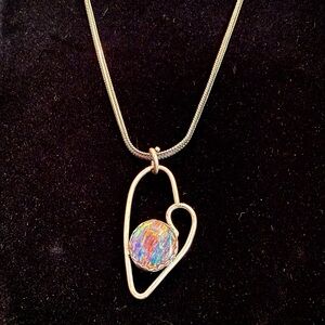 Elegant Silver Heart Pendant Necklace, 24”